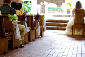 Calgary wedding photography | Church ceremony Photographer | Pew bows