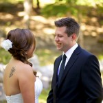 Banff Wedding Photographer | The Rimrock Hotel | Bride and Groom first look happy smiles