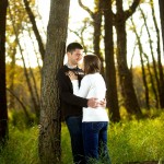 Calgary Wedding photography | Engagement photography | Fish Creek Park | Leaning agains tree