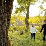 Calgary Wedding photography | Engagement photography | Fish Creek Park | Holding hands in the woods