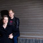 Calgary Wedding photographer | Christine & Peter Engagement session | E-session sitting on a loading dock