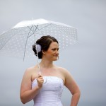 Christine & Peter Valley Ridge Golf Course wedding | Calgary Wedding Photography | Bride under umbrella