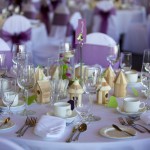 Christine & Peter Valley Ridge Golf Course wedding | Calgary Wedding Photography | Table setting bird house table favours, purple chair sashes
