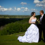 Christine & Peter Valley Ridge Golf Course wedding | Calgary Wedding Photography | Bride and groom over looking valley