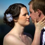 Christine & Peter Valley Ridge Golf Course wedding | Calgary Wedding Photography | Bride about to kiss groom