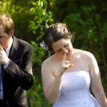 Christine & Peter Valley Ridge Golf Course wedding | Calgary Wedding Photography | Bride and groom funny snot rocket portrait