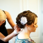 Christine & Peter Valley Ridge Golf Course wedding | Calgary Wedding Photography | Bride getting hair done