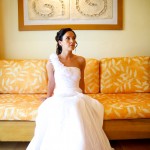 Destination wedding photographer | barcelo maya tropical resort Mexico | wedding photos | bride sitting on couch