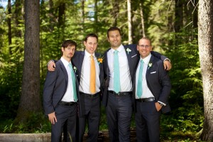 Calgary wedding photographer | Fish Creek Park wedding photos | Groom and groomsmen hanging out in trees