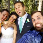 Calgary wedding photographer | Fish Creek Park wedding photos | Bride and groom with photographer photobombing