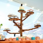 Calgary wedding photographer | Spruce Meadows wedding photos | Orange and teal with wooden cupcake tower tree