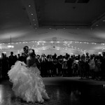 Calgary wedding photographer | Spruce Meadows wedding photos | Bride and groom first dance black and white